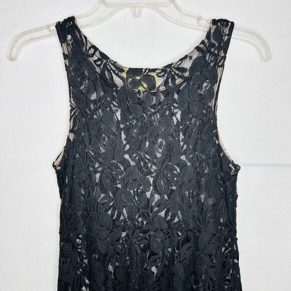 Free People Black Sleeveless Lace Overlay A-Line Slip Dress Womens Size XS - Picture 6 of 7